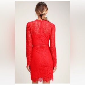 Lulus Appetite for Seduction lace dress Red